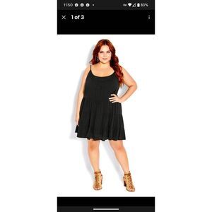 City Chic Dress Mini Tiered Black Sundress Plus Size 16 XL 0X & 18 1X